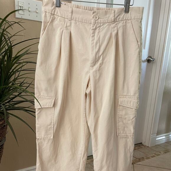Pacsun Pleated Pants  Womens Medium Wide Leg Cargo Trouser High Rise - Picture 1 of 8